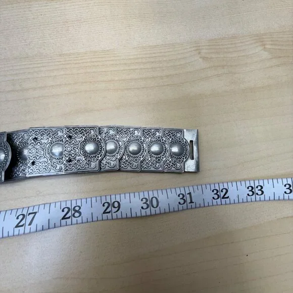 1980s Armenian Black & Silver Belt Metal Embellished Elastic  display picture 2